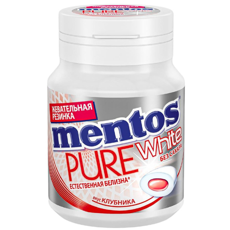 Жевательная резинка Mentos Pure White Клубника, 54г