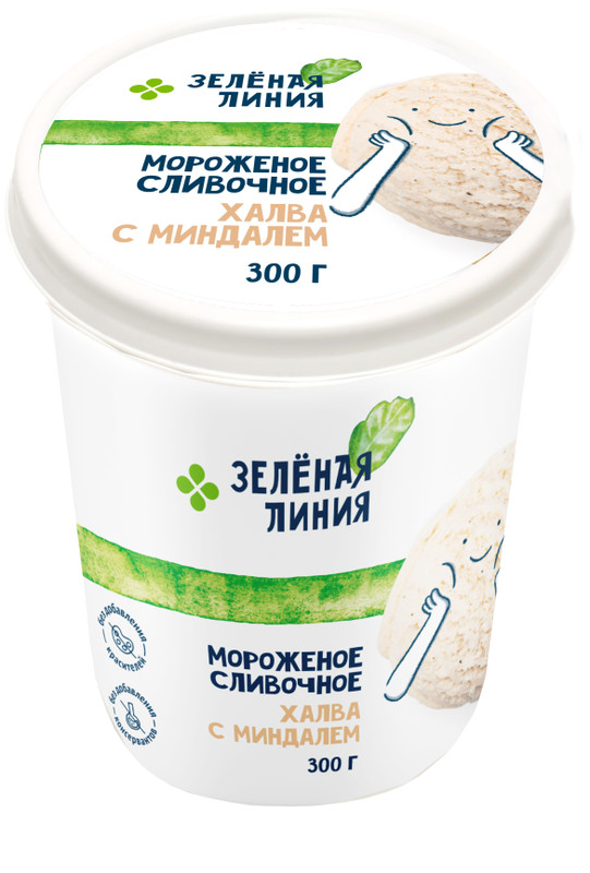 Мороженое Халва с миндалем сливочное 10% Зелёная Линия, 300г