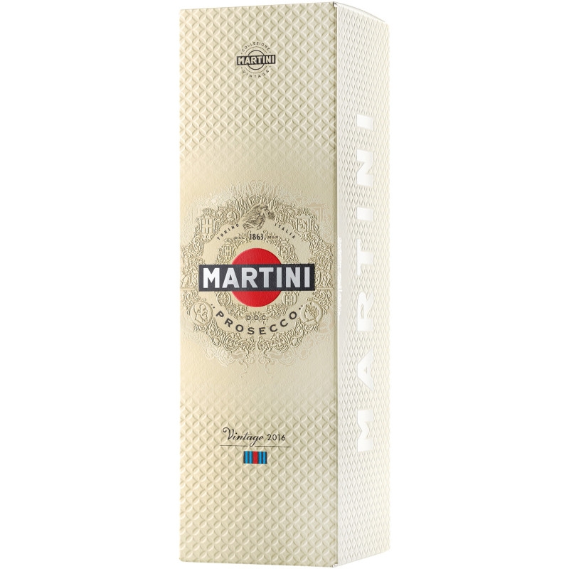 Вино Martini Просекко Винтаж 2016 игристое в подарочной упаковке, 0.75л