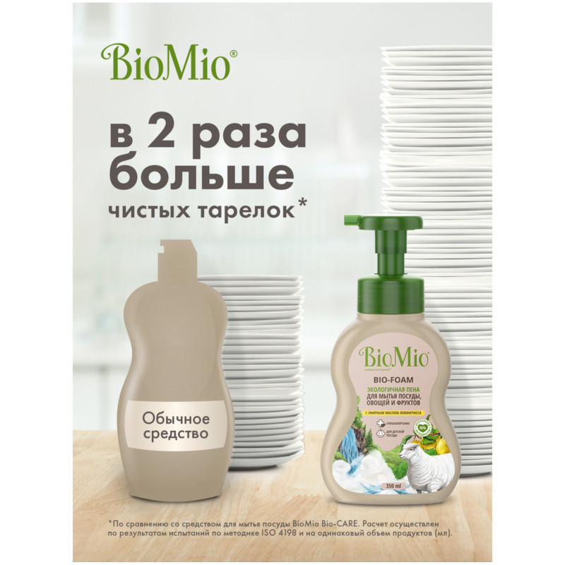 Пена BioMio Bio-Foam для мытья посуды, 350мл — фото 4