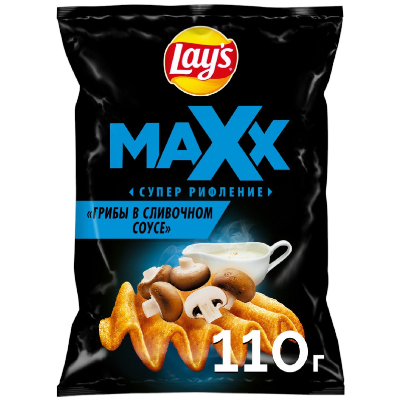 Чипсы Lays Maxx из натурального картофеля со вкусом грибов в сливочном соусе, 110г