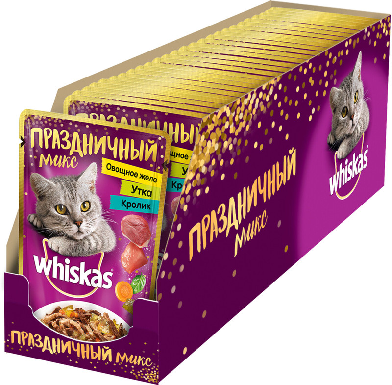 Корм Whiskas Праздничный микс Желе с уткой и кроликом для кошек, 85г — фото 2