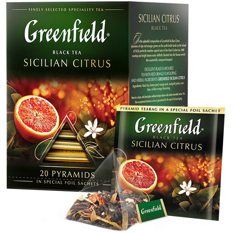 Чай Greenfield Sicilian Citrus чёрный в пирамидках, 20х1.8г — фото 3