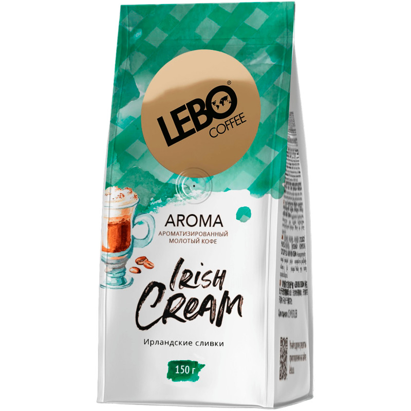 Кофе Lebo Irish Cream натуральный жареный молотый с ароматом ирландских сливок арабика, 150г