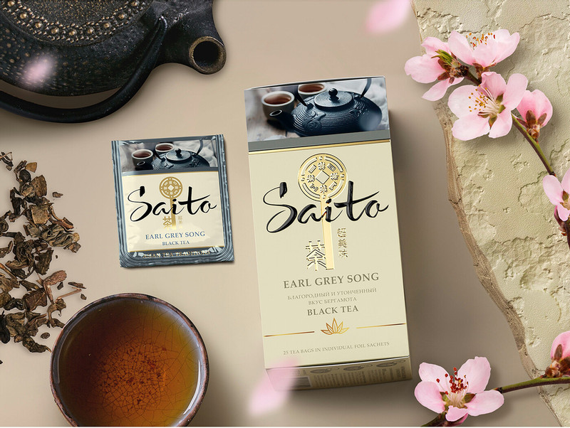 Чай Saito Earl Grey Song чёрный с ароматом бергамота в сашетах, 25х1.7г — фото 4