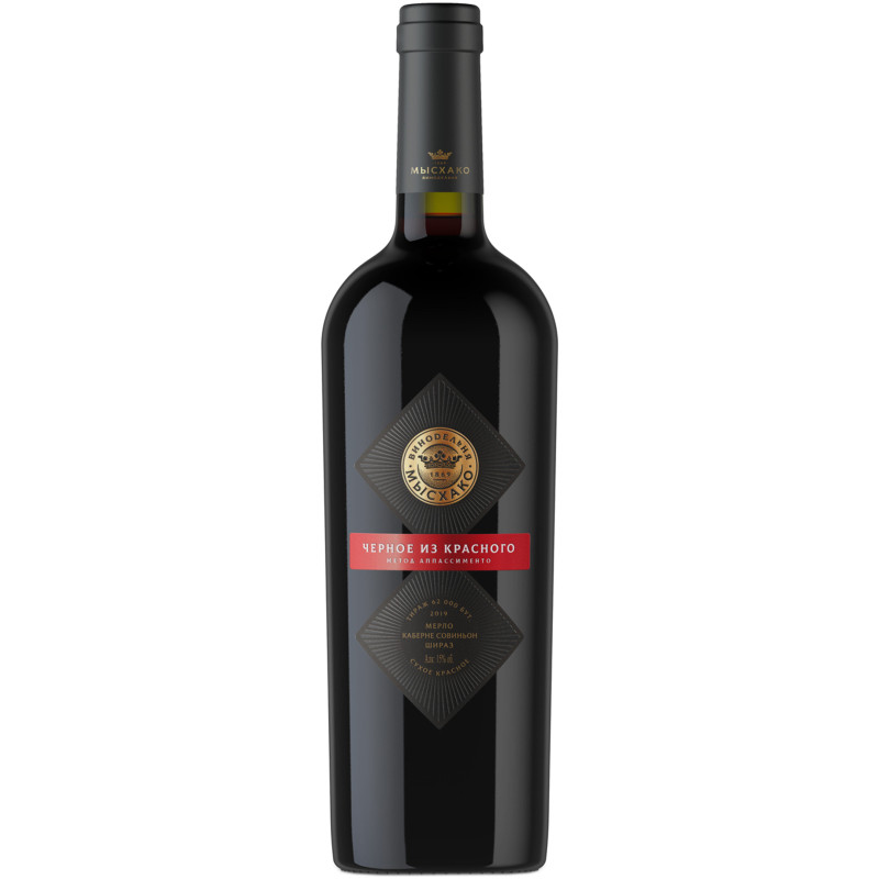 Вино Мысхако Чёрное из Красного красное полусухое 15%, 750мл