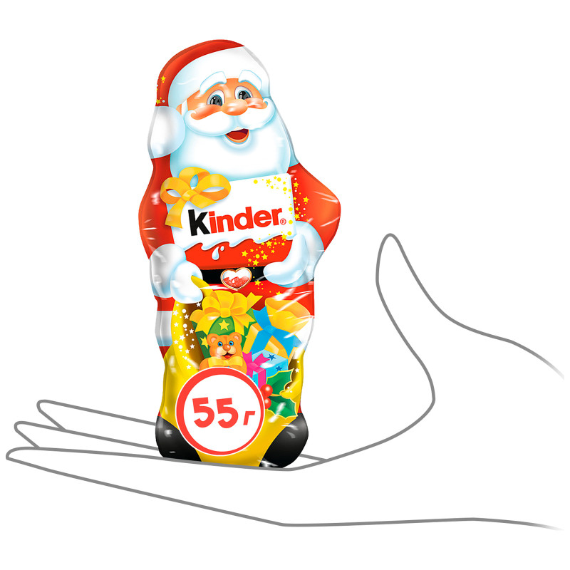 Фигурка шоколадная Kinder с внутренним молочным слоем в форме Деда Мороза, 55г — фото 1