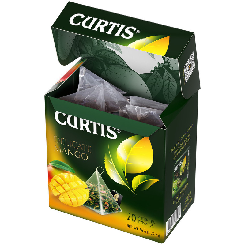 Чай Curtis Delicate Mango зелёный в пирамидках, 20х1.8г — фото 3