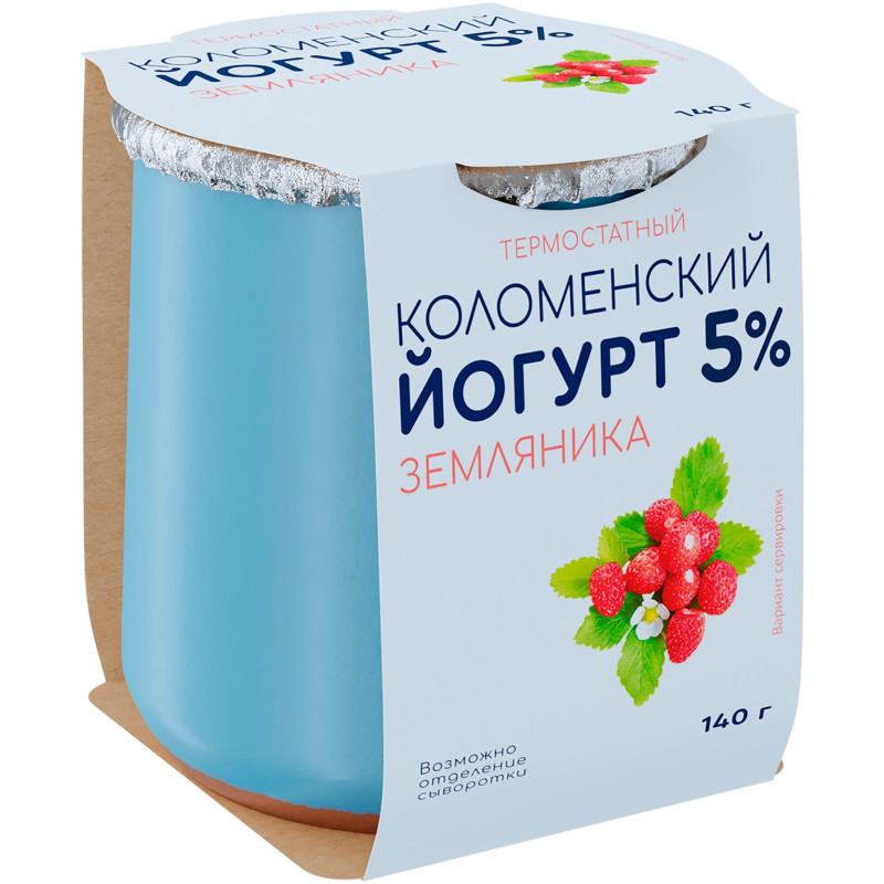 Йогурт Коломенский с мдж 5% Земляника, 140г