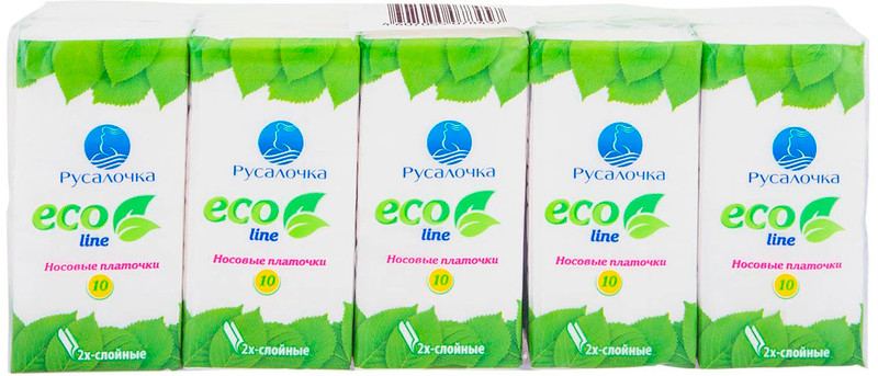 Платки носовые бумажные Русалочка Eco Line, 10x10шт — фото 1