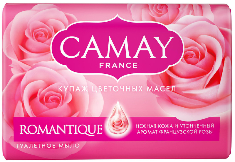Мыло туалетное Camay Romantique с ароматом французской розы, 85г — фото 2