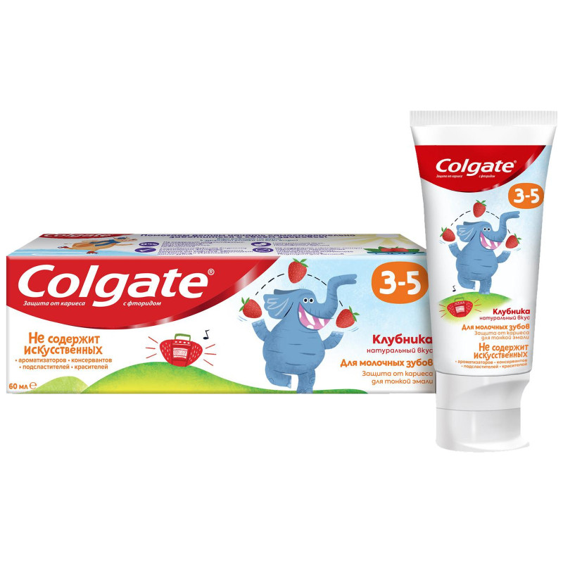Зубная паста детская Colgate клубника с фторидом 3-5 лет, 60мл — фото 1