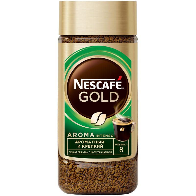 Кофе Nescafé Gold Aroma intenso натуральный растворимый с добавлением молотого, 85г - купить с доставкой в Москве в Перекрёстке