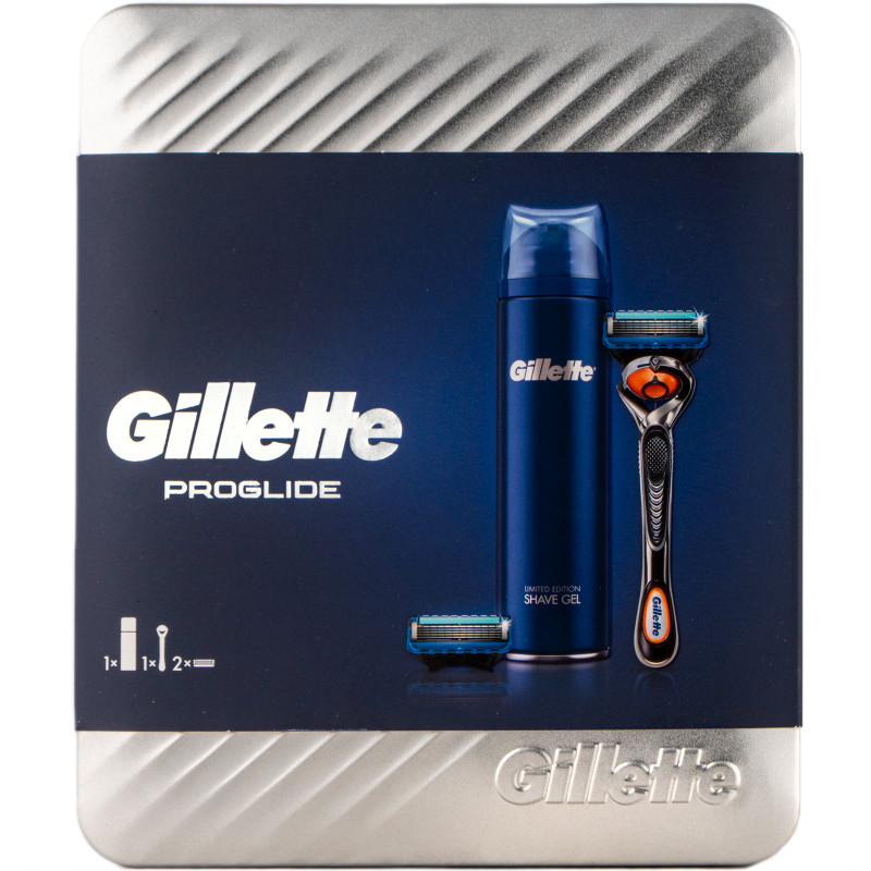 Набор Gillette Fusion ProGlide Бритва со сменными кассетами и Гель для бритья для чувствительной кожи, 200мл