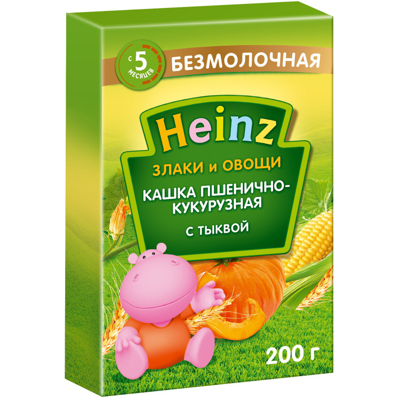 Каша Heinz пшенично-кукурузная с тыквой с 5 месяцев, 200г