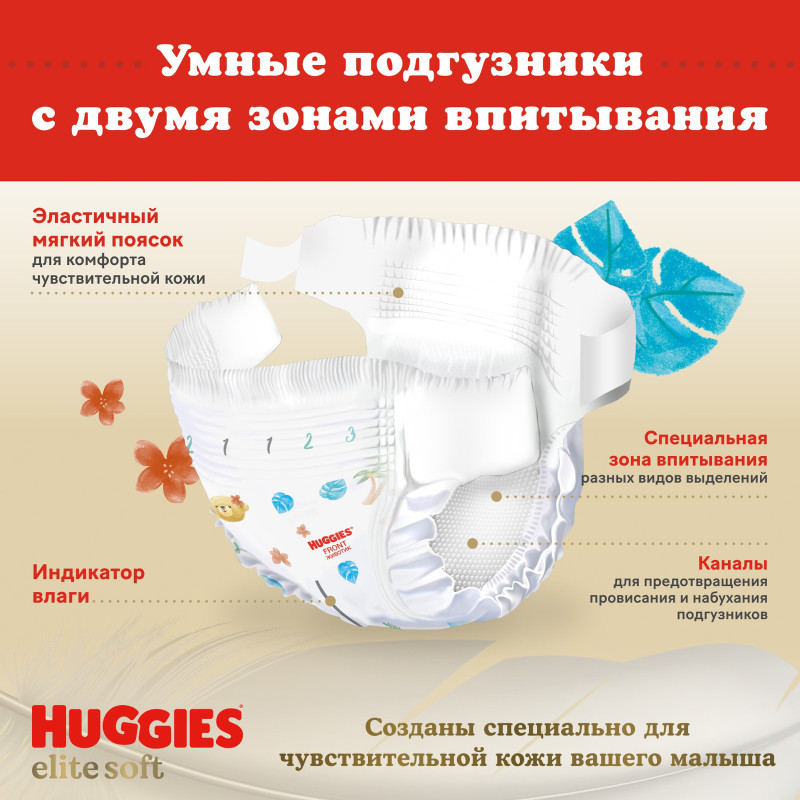 Подгузники Huggies Elite Soft детские одноразовые р. 3 5-9кг, 72шт — фото 3