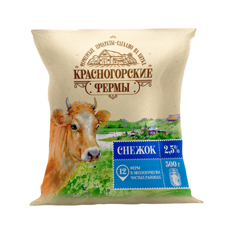 Снежок Красногорские фермы йогуртный с сахаром 2.5%, 500мл