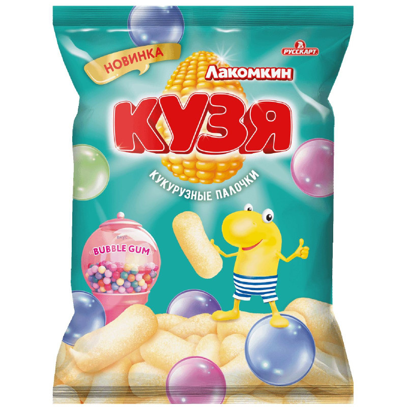 Палочки кукурузные Кузя Лакомкин со вкусом Bubble Gum, 100г