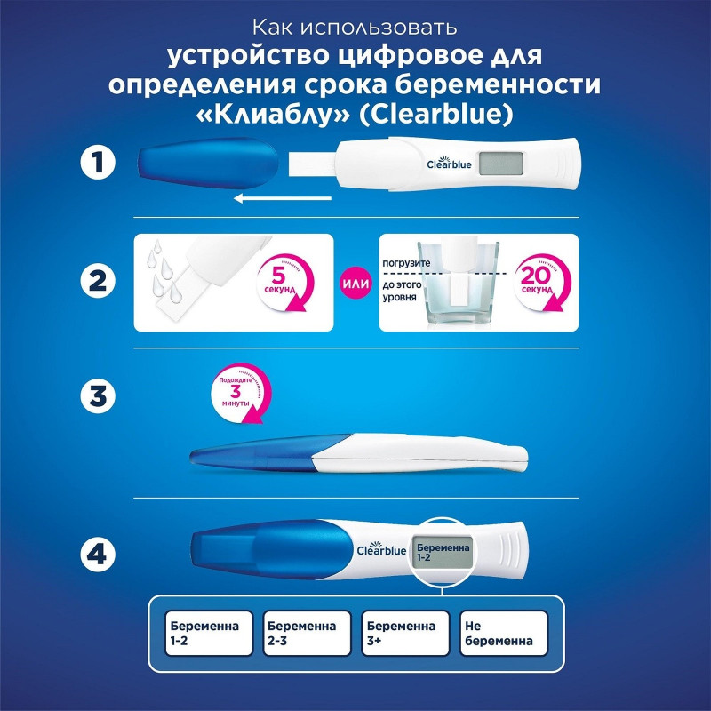 Устройство Clearblue цифровое для определения срока беременности, 1шт — фото 4