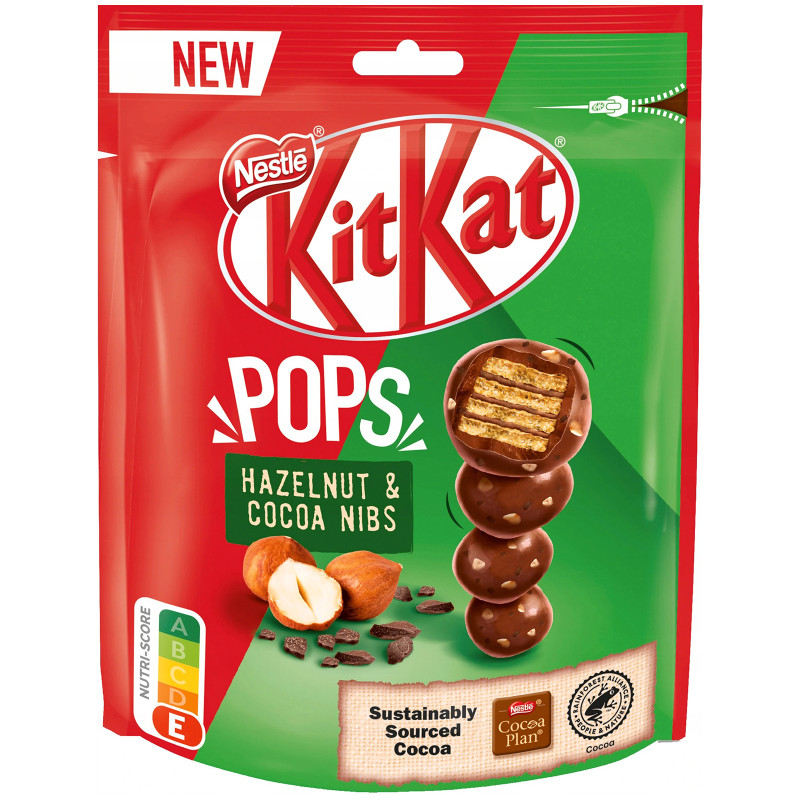 Шоколад молочный Kitkat Pops фундук-какао-крупка-хрустящая вафля, 110г