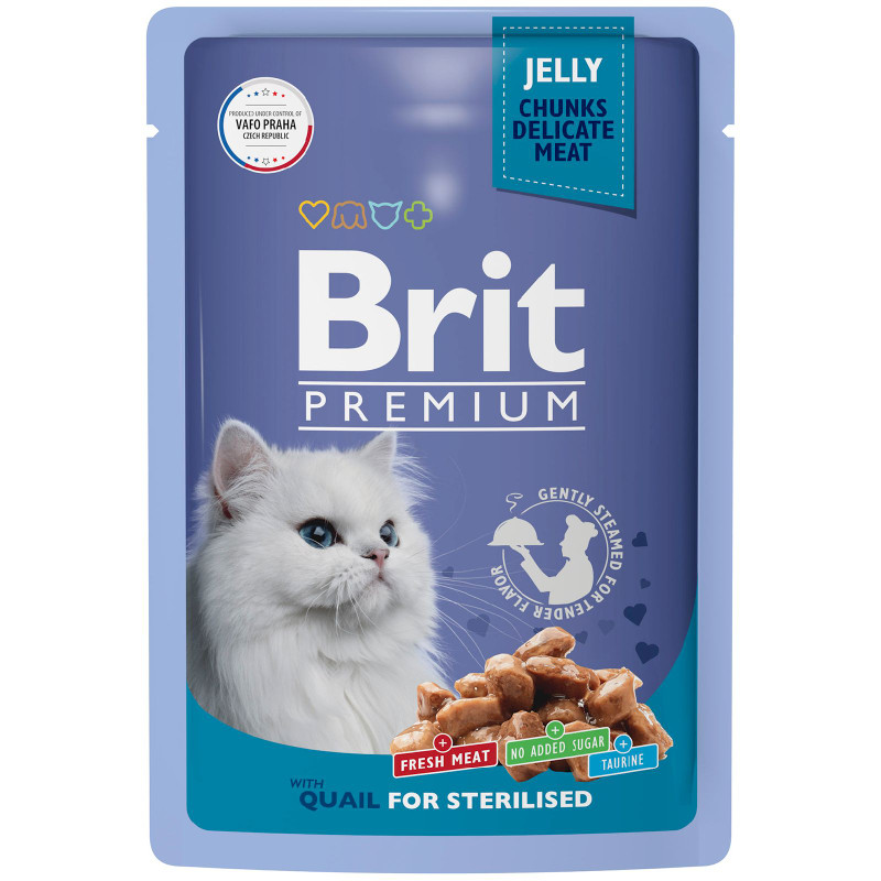Корм Brit premium Перепелка в желе премиум-класса для стерилизованных кошек, 85г