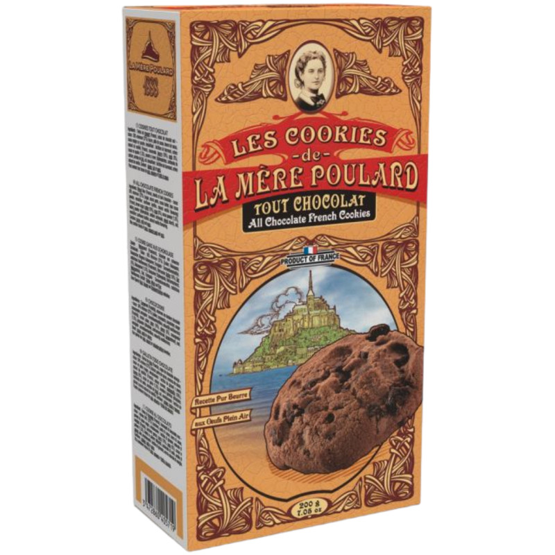 Печенье La Mere Poulard с какао и шоколадной крошкой, 200г — фото 1