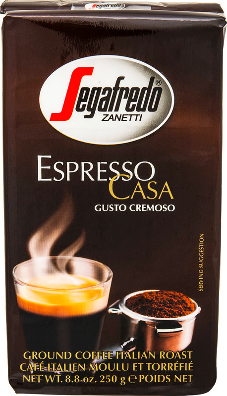 Кофе Segafredo Espresso Casa натуральный жареный молотый, 250г — фото 1