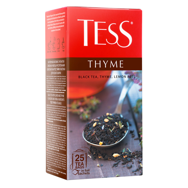 Чай Tess Thyme чёрный с ароматом лимона и чабреца в пакетиках, 25х1.5г — фото 2