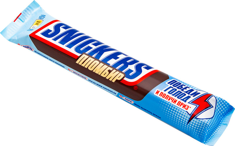 Батончик шоколадный Snickers Пломбир жареный арахис-карамель-нуга покрытый молочным шоколадом, 81г — фото 1