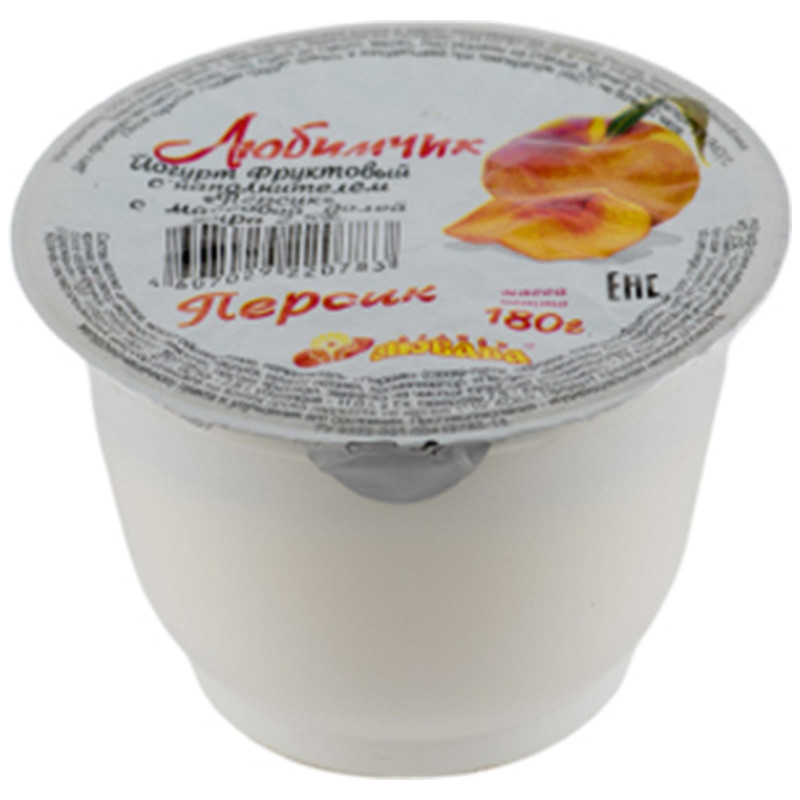 Йогурт Родная Любава персик термостатный 2.5%, 180г