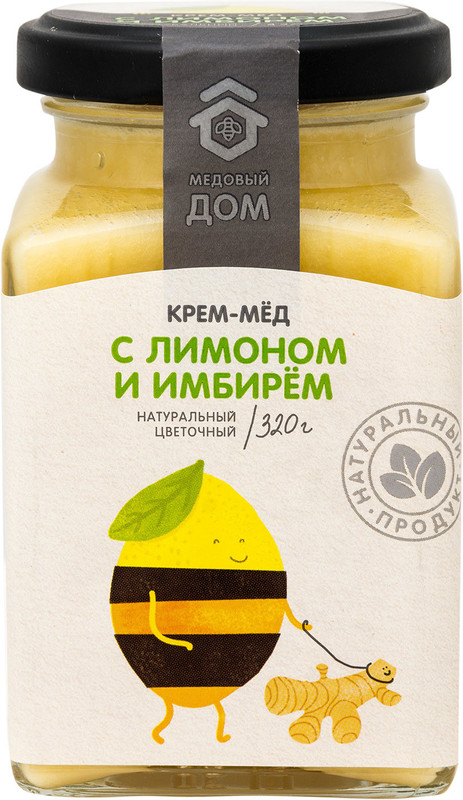 Крем-мёд Медовый Дом цветочный натуральный с имбирем и лимоном, 320г