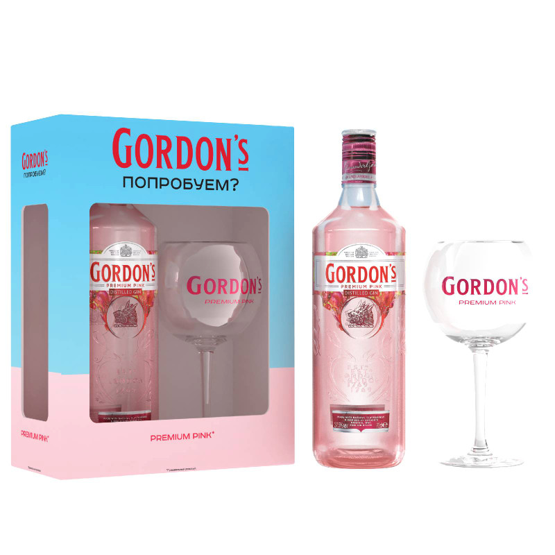 Джин Gordon's Pink в наборе с бокалом, 700мл — фото 1