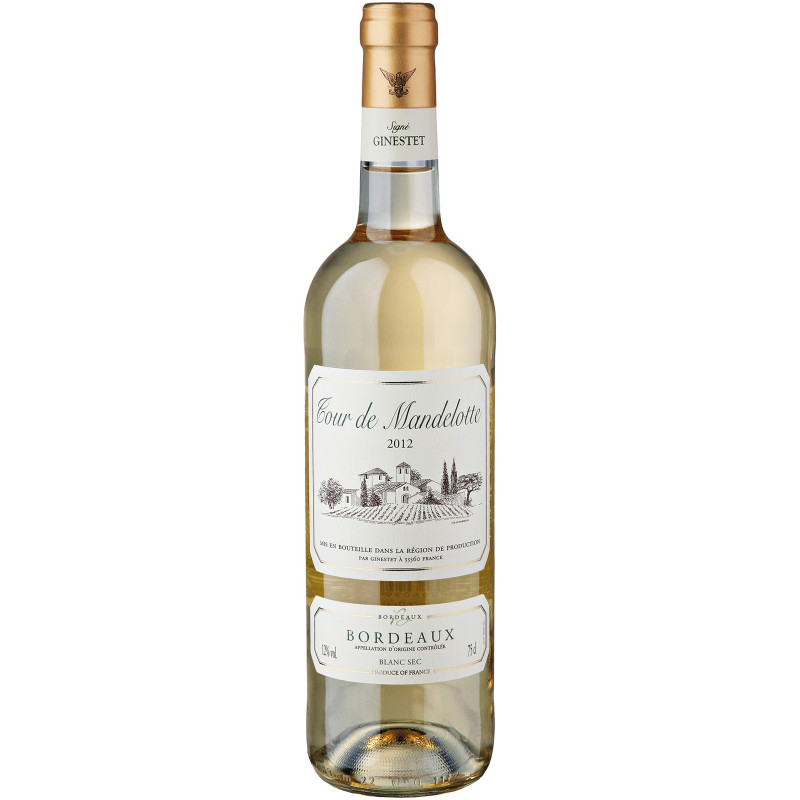 Вино Tour De Mandelotte Bordeaux AOC Blanc белое сухое 13%, 750мл