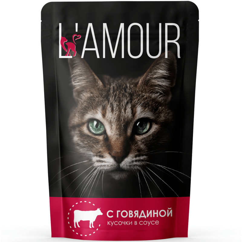 Корм Lamour для кошек с говядиной в соусе, 75г
