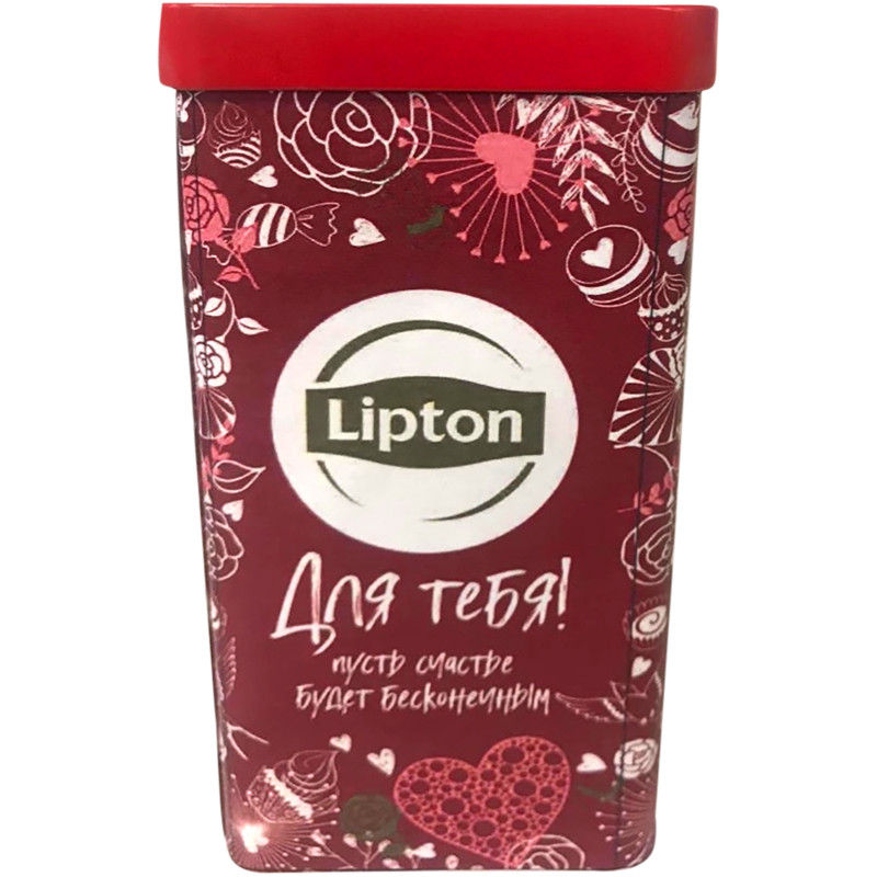 Чай Lipton чёрный в красной жестяной банке листовой, 80г
