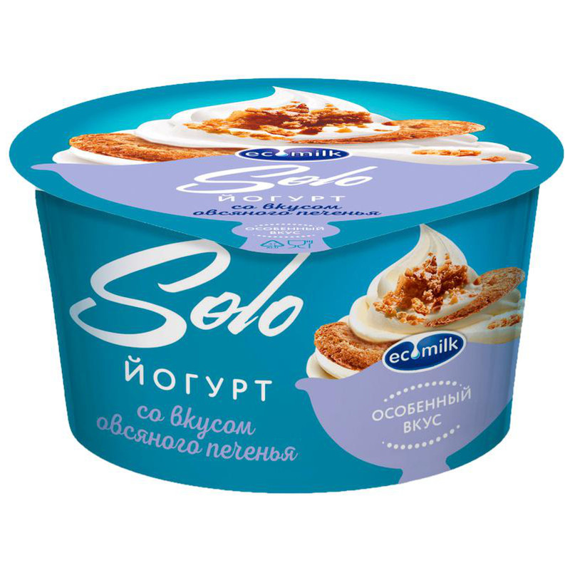 Йогурт Экомилк Соло со вкусом овсяного печенья 4.2%, 130г