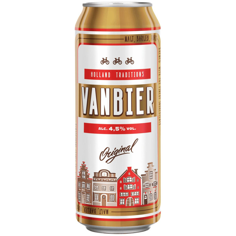 Пиво Vanbier светлое фильтрованное 4,5% 450 мл