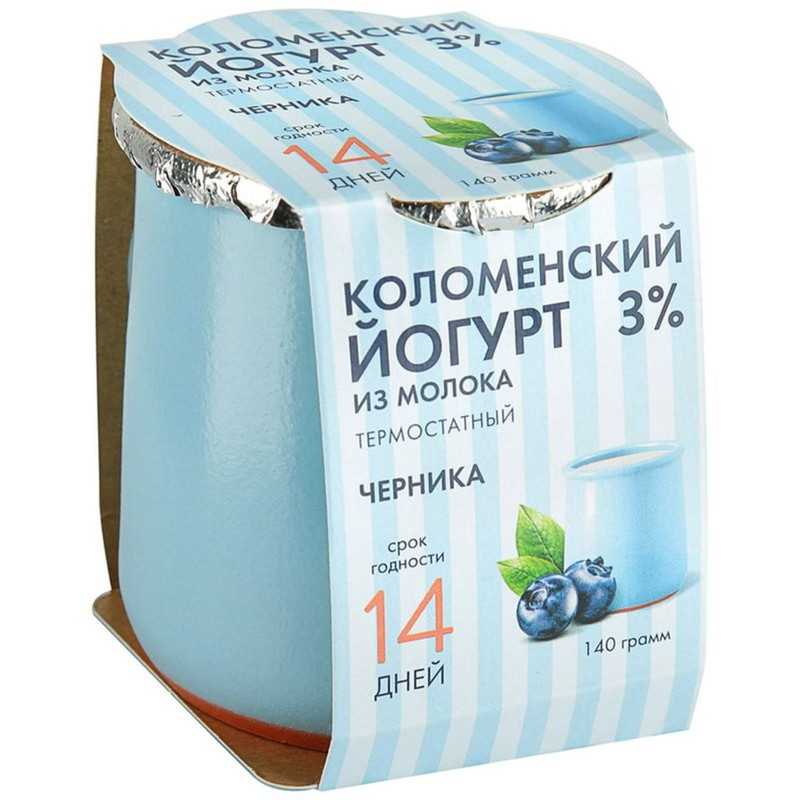 Йогурт Коломенское термостатный черника 3%, 140г
