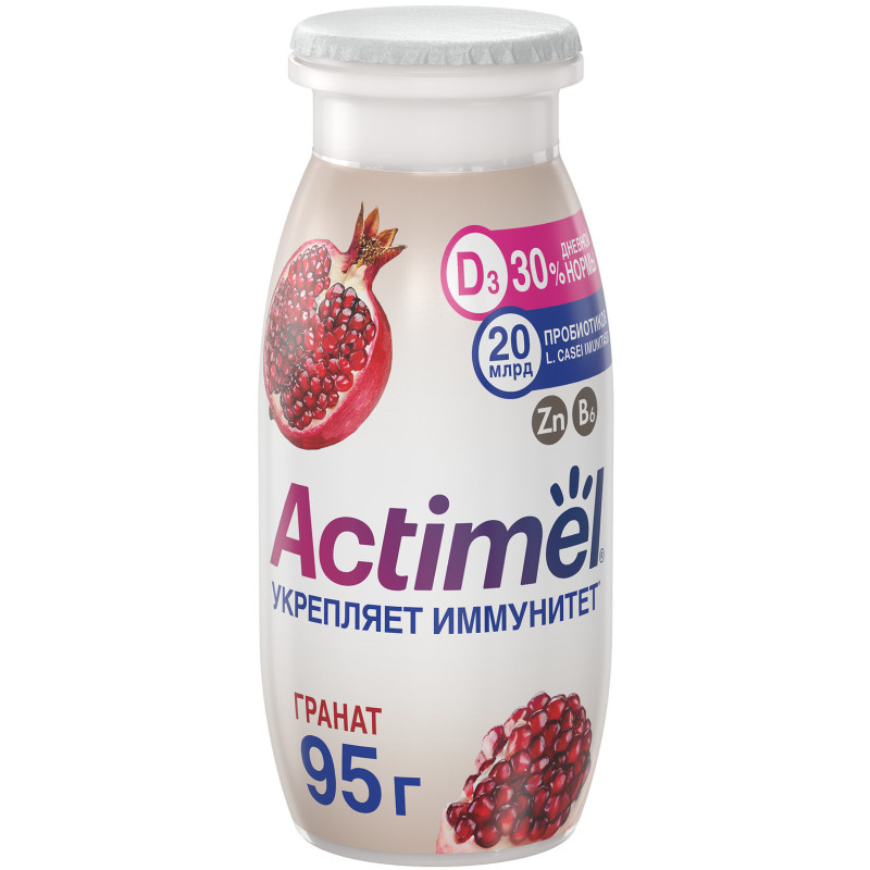 Продукт Actimel кисломолочный с гранатом-цинком обогащенный 1.5%, 95мл