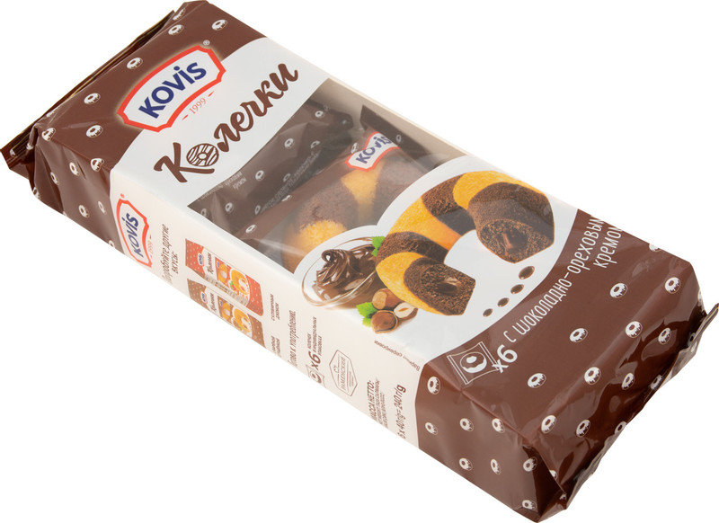 Изделия хлебобулочные Kovis Колечки сдобные с шоколадно-ореховым кремом, 240г — фото 1