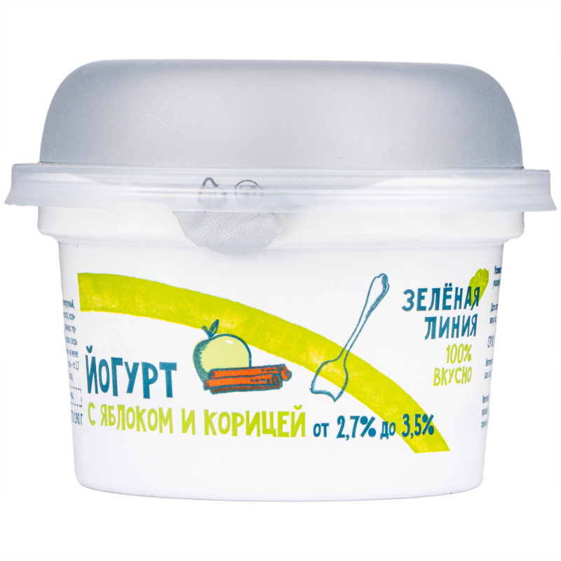 Йогурт яблоко-корица 2.7-3.5% Зелёная Линия, 190г