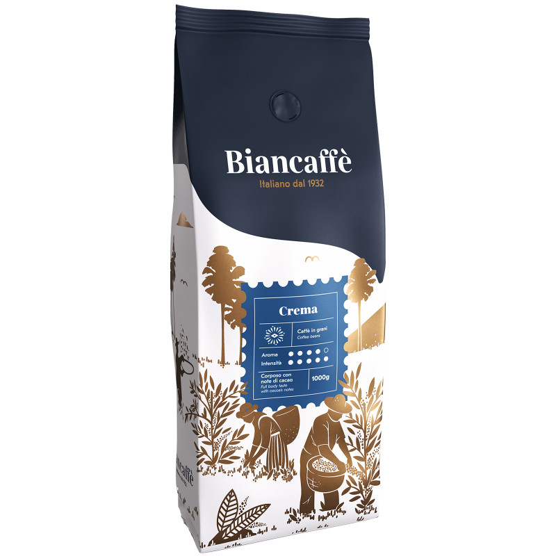 Кофе Biancaffe Crema натуральный жареный в зернах, 1000г — фото 1