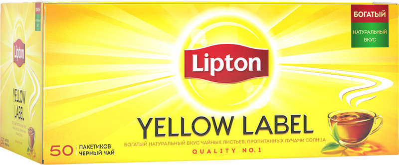 Чай Lipton Yellow Label чёрный в пакетиках, 50х2г — фото 2