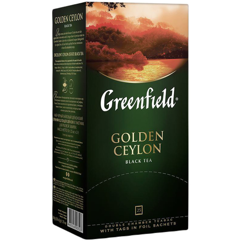 Чай Greenfield Золотой Цейлон чёрный в пакетиках, 25х2г — фото 2