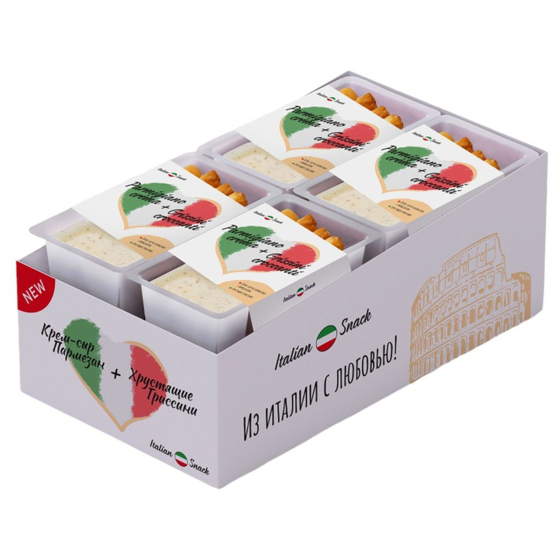 Набор Italian Snack Крем-сыр из пармезана с миндалем и гриссини 55%, 50г — фото 1