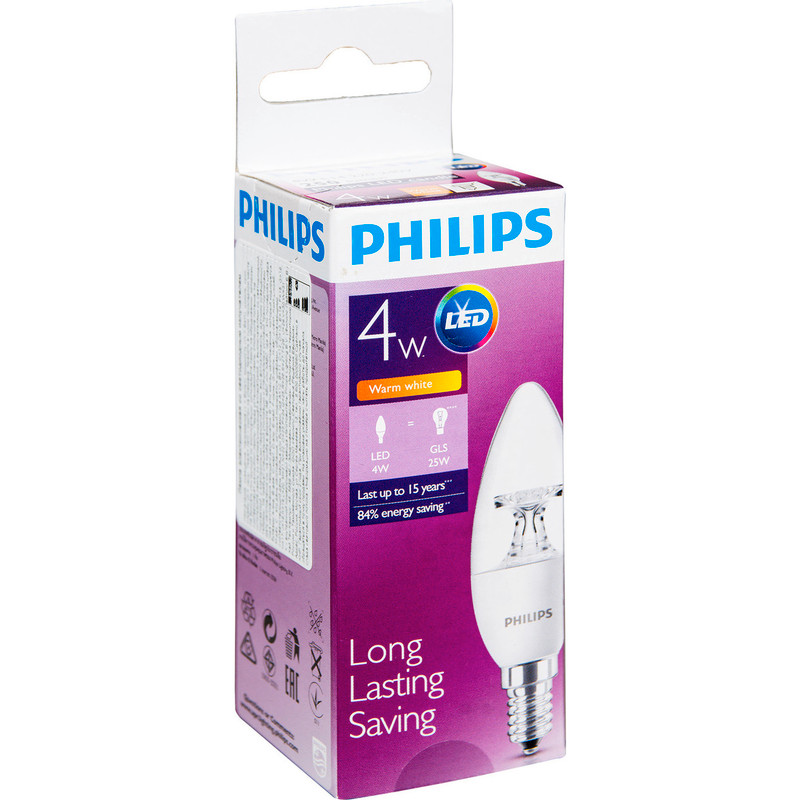 Лампа светодиодная Philips LED4 B35 25W E14 2700K 230V CLND AP