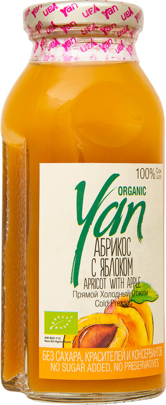 Сок Yan Organic абрикосово-яблочный, 250мл — фото 2