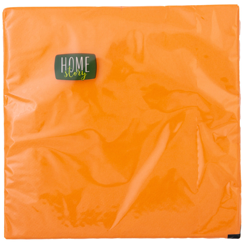 Салфетки бумажные оранжевые 2 слоя 33x33см Home Story, 20шт