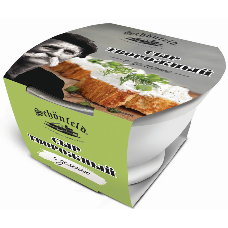Сыр Schonfeld творожный с зеленью 65%, 140г