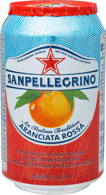 Напиток сокосодержащий San Pellegrino Aranciata Rossa среднегазированный, 330мл